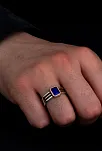 Erkek Gümüş Yüzük - Lacivert Safir Taşlı İnce Kibar Erkek Yüzüğü