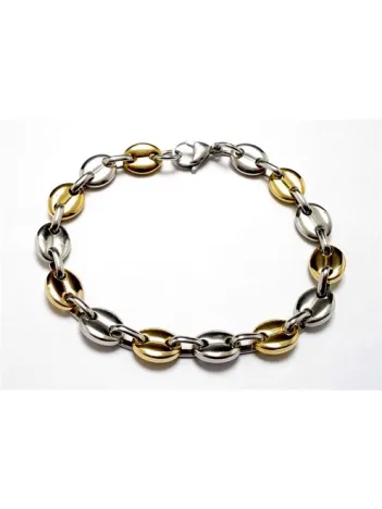 Gemici Model Sarı Beyaz Çelik Erkek Kolye Bileklik Set