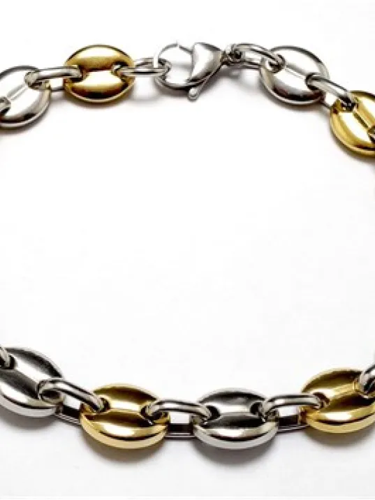 Gemici Model Sarı Beyaz Çelik Erkek Kolye Bileklik Set Gemici Model Sarı Beyaz Çelik Erkek Kolye Bileklik Set