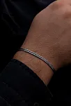 Erkek Gümüş Bileklik - 3.5mm Tilki Kuyruğu Yassı Model Gümüş Bileklik
