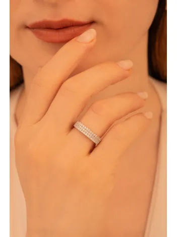 Kadın Gümüş Yüzük - Zirkon Taşlı Paris 925 Ayar Gümüş Kadın Yüzük