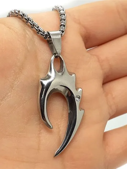 Rhinestone Tribal Alev Erkek Çelik Kolye Zincir