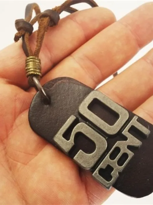 50cent Kahverengi Erkek Deri Kolye