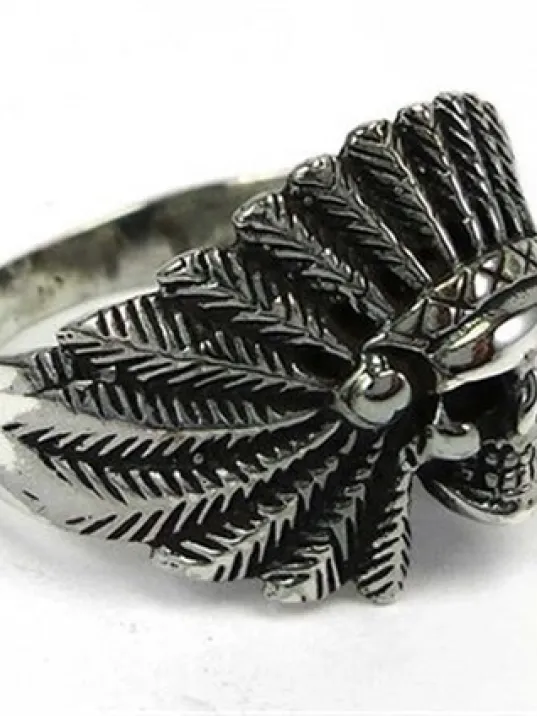 Kızılderili Kurukafa Gümüş Erkek Yüzüğü