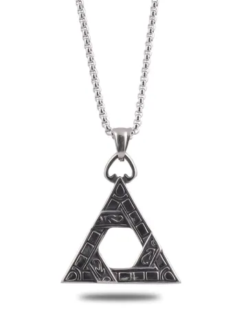 OttoMan Mısır Piramit Simgesi Çelik Zincir Kolye CKLMISIRPRT-GMS