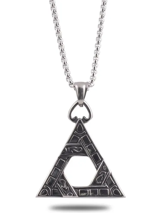 OttoMan Mısır Piramit Simgesi Çelik Zincir Kolye CKLMISIRPRT-GMS