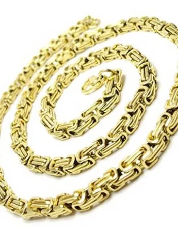 Altın Kaplama Kral Erkek Çelik Kolye Zincir Orta Kalınlıkta