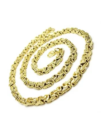 Altın Kaplama Kral Erkek Çelik Kolye Zincir Orta Kalınlıkta