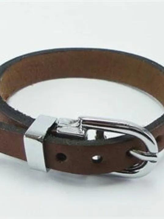 KEMER TOKALI AÇIKKAHVE ERKEK DERİ BİLEKLİK-DB11