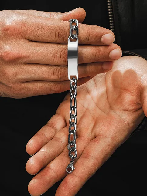 Erkek Çelik Bileklik - İsim Yazılabilir Gurmet Zincir Model Erkek Bileklik