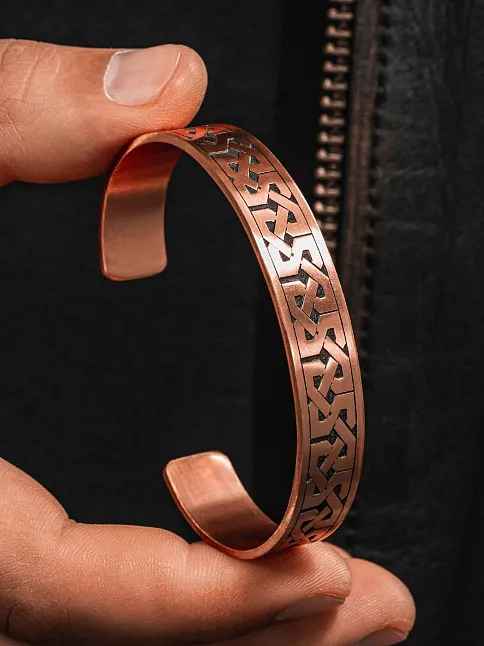 Kadın Erkek Saf Bakır Bileklik Kalın Zevahir Model Metal Kutu Doğal Taşlar Bakır Kelepçe Bilezik
