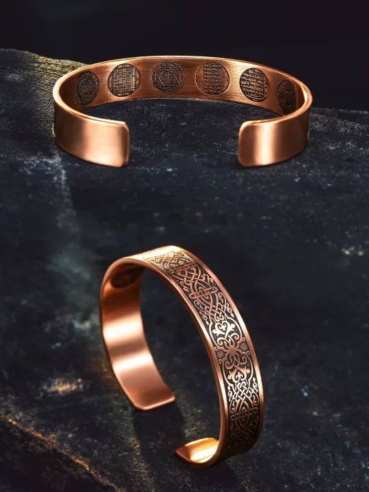 Erkek Kadın Bakır Bileklik - Içi Zırh Ve Koruma Dualı Bereket Model Bakır Bilezik Bileklik