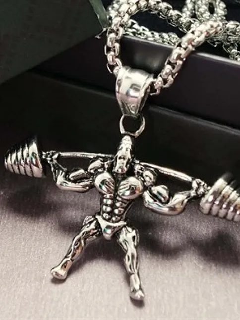 OttoMan Fitnes Body Building Erkek Çelik Zincir Kolye