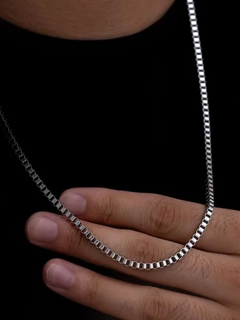 Erkek Çelik Kolye - 3 Mm Orta Kalınlıkta Küp Model Çelik Kolye