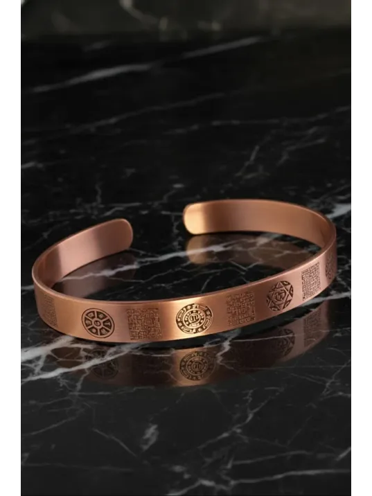 İnce Bakır Bileklik Silinmez Zırh Koruma Dualı Celcelutiye Metal Kutu Doğal Taş Kadın Erkek Bilezik