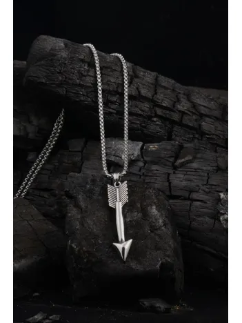 OttoMan Tüy Detaylı OK Çelik Zincir Kolye CKL0TUYLUOK-GMS