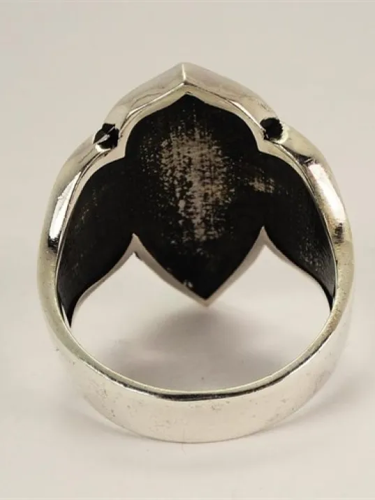 Gümüş Erkek Zihgir Başparmak Yüzük Mavi Ay Yıldız Model Gümüş Erkek Zihgir Başparmak Yüzük Mavi Ay Yıldız Model