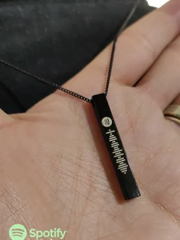 Spotify Şarkı Kodlu Bijuteri Siyah Bar Çubuk Kolye Blok Zincir CKLSPOTYKLY-GMS