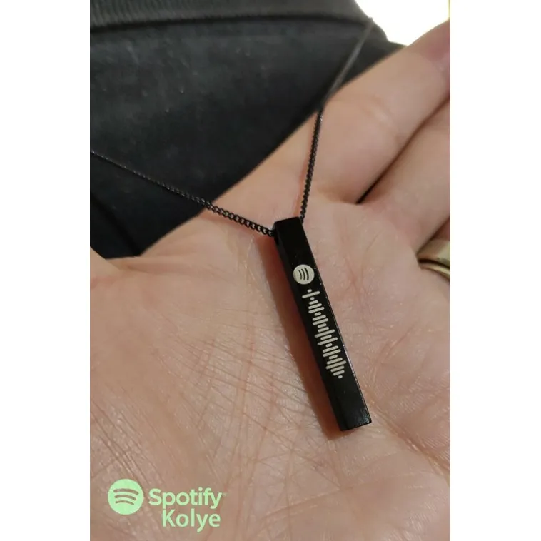 Spotify Şarkı Kodlu Bijuteri Siyah Bar Çubuk Kolye Blok Zincir CKLSPOTYKLY-GMS Spotify Şarkı Kodlu Bijuteri Siyah Bar Çubuk Kolye Blok Zincir CKLSPOTYKLY-GMS
