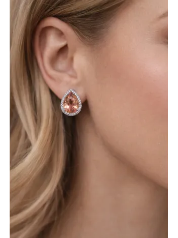 Kadın Gümüş Küpe - Damla Model 2 Zultanit Taşlı Zirkon Taş Çerçeve Gümüş Küpe