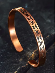 Erkek Kadın Bakır Bileklik - Zincir İşlemeli Metal Kutu Kuvars