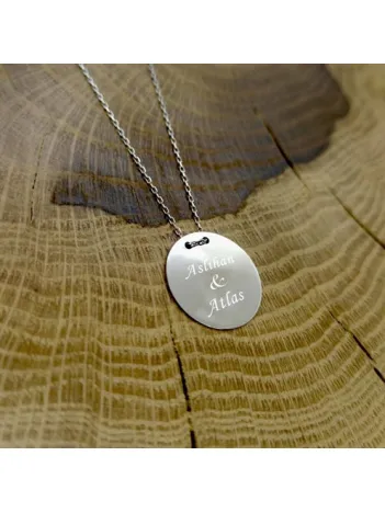 İsim Yazılabilen Sade Yuvarlak Plaka 925 Ayar Gümüş Kolye GKLGMSPLAKA