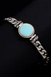 Erkek Gümüş Bileklik - Turkuaz Taşlı Ortası Dönen Model Gümüş Bileklik Erkek Gümüş Bileklik - Turkuaz Taşlı Ortası Dönen Model Gümüş Bileklik