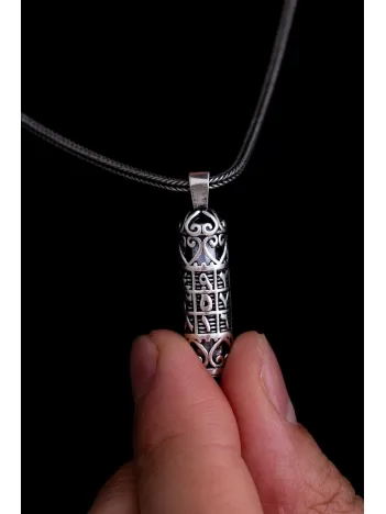 Ebced Cevşen Kolye Muska Gümüş Erkek Zincir