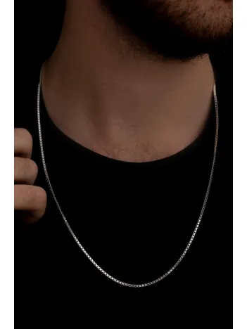 Erkek Gümüş Kolye - 925 Ayar Küp Zincir Gümüş Kolye 2mm