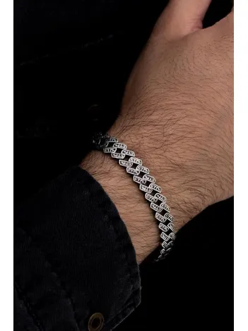 Erkek Gümüş Bileklik - Göktürkçe  Alfabesiyle TürkYazılı Gümüş Bileklik