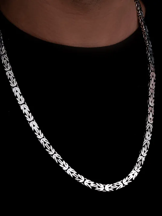 Erkek Gümüş Kolye - 6.5mm Dikdörtgen Kesim Yassı Kral Gümüş Kolye Erkek Gümüş Kolye - 6.5mm Dikdörtgen Kesim Yassı Kral Gümüş Kolye