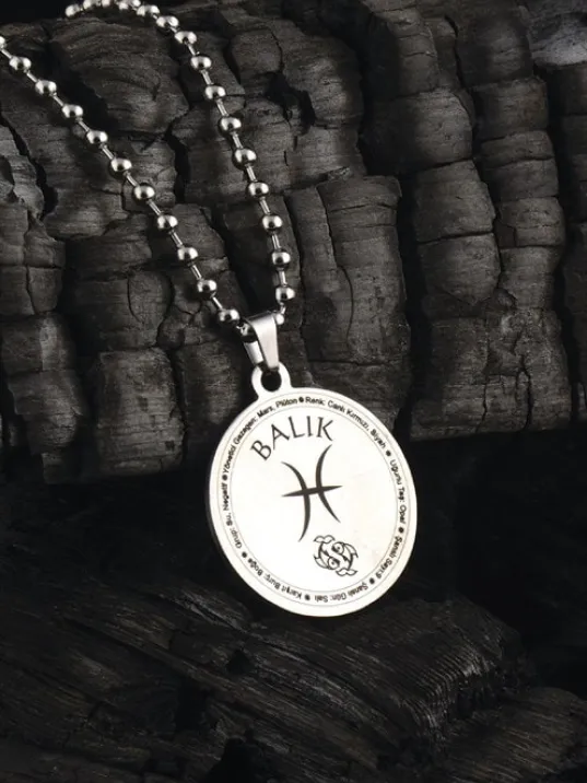 Balık Burcu Kolye Bayan Erkek Çelik Kolye Top Zincir CKLBURCKOLY-SYH