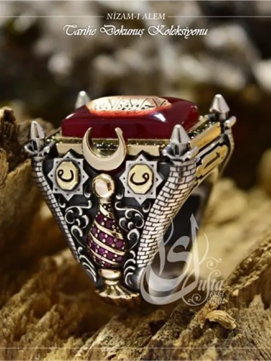 İslam Usta Tasarımı Nizam-ı Alem Gümüş Erkek Yüzük