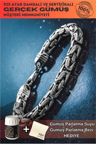 Erkek Gümüş Kolye - 8mm Füzyon Kare Kral Gümüş Erkek Zincir