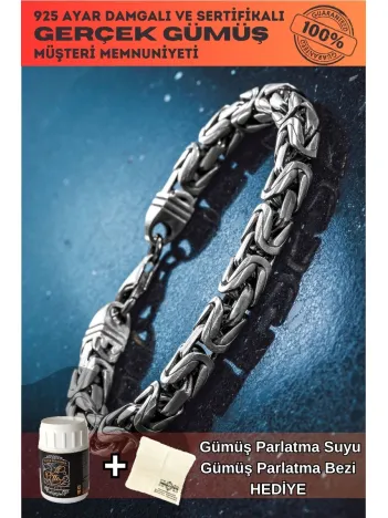 Erkek Gümüş Bileklik - 8mm Füzyon Kare Kral Gümüş Erkek Künye