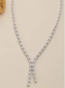 Kadın Gümüş Kolye - Dilruba Baget Taşlı Kare Model Kadın Kolye