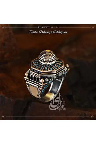 İslam Usta Tasarımı Kubbetüs Sahra Gümüş Erkek Yüzük