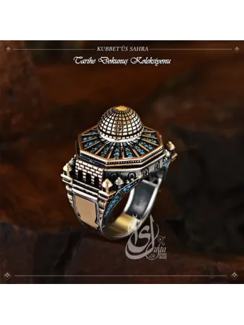 İslam Usta Tasarımı Kubbetüs Sahra Gümüş Erkek Yüzük