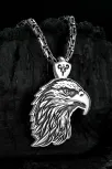 Erkek Gümüş Kolye - Kartal Kafası Motifli Büyük Boy Kral Zincirli Erkek Kolye Erkek Gümüş Kolye - Kartal Kafası Motifli Büyük Boy Kral Zincirli Erkek Kolye