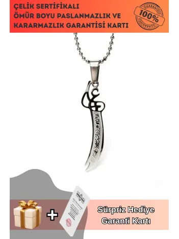 Bayan Çelik Zülfikar Kolye Küçük Boy