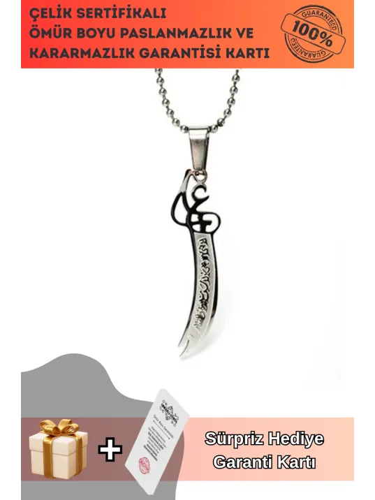 Bayan Çelik Zülfikar Kolye Küçük Boy Bayan Çelik Zülfikar Kolye Küçük Boy