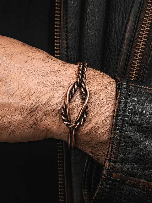 Sevgi Düğümü Bakır Bileklik Bilezik Kelepçe Erkek Kadın Doğal Taşlı Metal Kutulu