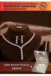 Kadın Gümüş Takı Seti - Şahmeran Yuvarlak Model Zirkon Taşlı Kolye, Bileklik, Yüzük, Küpe Tam Set