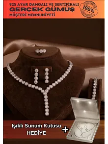 Kadın Gümüş Takı Seti - Şahmeran Yuvarlak Model Zirkon Taşlı Kolye, Bileklik, Yüzük, Küpe Tam Set