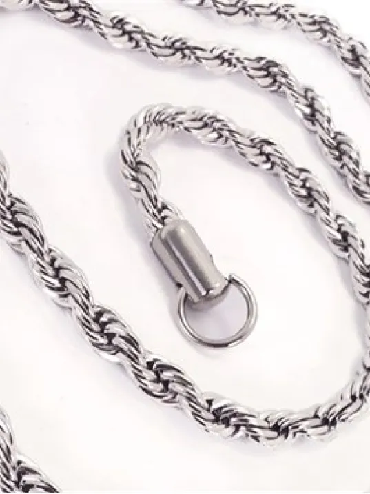 Erkek Çelik Paslanmaz Çelik Burma Halat Kolye