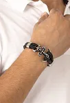 Erkek Deri Bileklik - Erkek Çelik Bileklik -  Koçbaşı Ve Çapa Figürlü Çelik Bileklik
