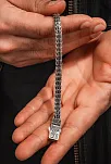 925 Ayar Gümüş Tilki Kuyruğu Yassı Zincir Erkek Bileklik Özel Kilit Tasarım