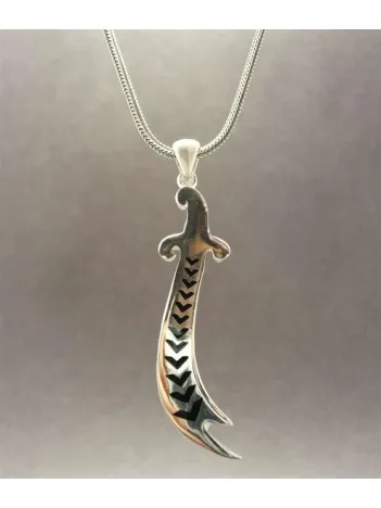 Hz.Ali Kılıcı Zülfikar Gümüş Erkek Kolye Zincir Orta Boy