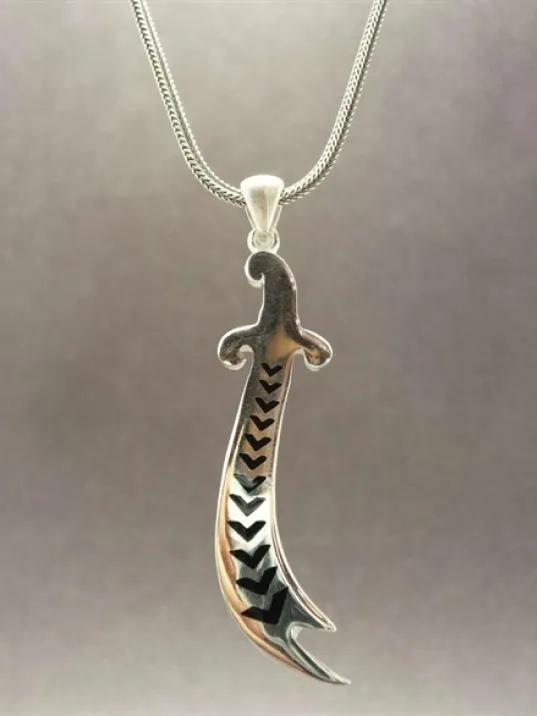 Hz.Ali Kılıcı Zülfikar Gümüş Erkek Kolye Zincir Orta Boy