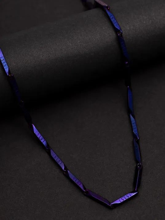 Erkek Kolye - Ince Kibar Model Erkek Çelik Kolye - 3 Mm Kalınlık - Mor Renk